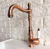 Kitchen Faucets Modern Antique Red Copper Cold And Water Washbasin Faucet Mixer Sink Tap Swivel Spout Deck Mounted Wnf422