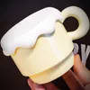 Крупка маленькой дизайн толпы с крышкой керамической чашкой с ручной подарочной чашкой милой чашка для завтрака творчество