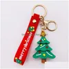 Keychains lanyards Sile Santa Claus Cartoon Kerst Keychain Hanger Bag Pol Kijk Kerstmas cadeau Drop Delivery Fashion Accessorie Dhh0h