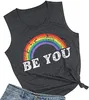 New You Gay Pride Tank Top Womens LGBT 무지개 그래픽 패션 티 여름 캐주얼 레터 인쇄 민소매 셔츠