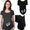 Maternity Tops Tees Maternity Clothes Summer Short Sleeve T Shirt Blouse Footprint Funny Ladies Pregnancy Tops T-shirt For Pregnant Women T230523