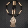 Chaînes couleur or cristal collier de perles avec pendentif feuille pour les femmes bijoux de mariage marocain arabe fait à la main
