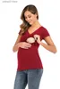 Tops de maternité Tees Tops de maternité Tunique d'allaitement confortable à manches courtes pour femmes T-shirt d'allaitement Enceinte Grossesse Vêtements pour femmes Maman T230523