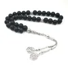 Roupas naturais preto fosco preto Ágata 33 Tasbih Misbaha Misbaha do homem Onxy Oração Minchas 33 66 99 Beads Rosário de pedra