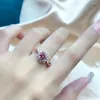 Pierłdy ślubne luomansi czerwony pierścień moissanite 1 karat 6,5 mm z certyfikatem GRA - S925 Silver Girl Biżuter