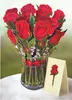 Greeting Cards Pop Up Red Roses 12 Inch Life Sized Flower Bouquet 3D Popup Paper Anniversary With Note Card And Envelope Drop Deliver Amltx