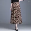 Юбки женская цветочная лето плиссированная A-Line Medium Long Long High талия Slim Faldas Fashion Olde для женщин