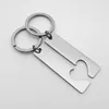 Keychains 10pair Stainless Steel Heart Puzzle Keychain Blanks For Engrave Gold/Silver Color Metal Jigsaw Hearth Couple