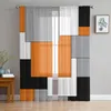 Gardin orange svart grå abstrakt tyllgardiner för vardagsrum sovrum dekoration chiffong rygg kök fönster draperier