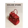 Big Platinum Tote Bag 2024 Red Wedding Bridal Litchi Pattern Large Capacity Leather Handheld Crossbody