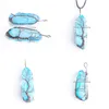 Kolye Kolyeleri Doğal Mavi Kristal Sütun Seryantları El yapımı antika bakır tel sarılmış, kolye takı için hayat ağacı n3749 dhob5