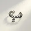 Nouvelle Mode Femmes Rétro Pistolet Noir Anneau Ouvert Marque De Luxe Brillant Zircon s925 Bague En Argent Sterling Femme Charme Anneau Casual Partie Versatile Haut De Gamme Bijoux Cadeau