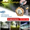 Ficklampor facklor Högdrivna 12000000LM LED Super Bright Torch USB -laddningsbar lampa bärbar handhållen utomhusbelysning