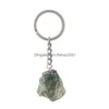 Keychains Lanyards Irregar Crystal Stone Keychain Pendant Healing Natural Gemstone Key Chain Lage Decoration Keyring Drop Delivery Dhwuo