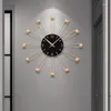 Väggklockor runt köksklocka modern design lyx tyst 3d metall nordisk kreativ reloj de pared rum dekorarion