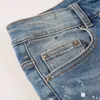 Designer Clothing Amires Jeans Denim Pantalons Amies High Street Fashion Brand Blue Diamond Fashion Mens Broken Hole Patch Embedding Diamond Blue Jeans Élastique Slim Fit