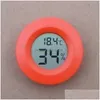 Household Thermometers Portable Mini Lcd Digital Thermometer Hygrometer 6 Colors Round Fridge Zer Tester Temperature Humidity Meter Dhqpr