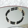 Bangles Lii Ji Black Agate American 14K Gold Filled Bracelet Natural Stone 4mm Handmade Fashion Jewelry For Women Party