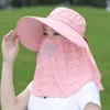Breda randen hattar kvinnor sommar sol hatt justerbar anti utomhus ridning stor visir skyddande trädgårdsarbete