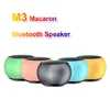 M3 Macarons Färgglada trådlösa högtalare Radio Round Small Steel Cannon Bluetooth 3D Mini Portable Subwoofer TWS Högtalare i detaljhandeln