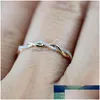 Anéis de banda Ring Twist Twist Twist Rose Gold Color Mini Finger Micro Cristal FL Pavimento Pavimento Nobililidade Jóia Cute Factory Pr DHGARDEN DHQT3