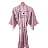 Women's Sleepwear Quick Custom Name Date Wedding Kimono Robe Personalized Writing Mauve Satin Short Bridal Shower Gift Women Getting Ready