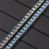 Necklaces 4mm 1 Row Sea Blue Tennis Chain Necklace Men Hip Hop Iced Out Bling 5A+ Zircon Necklace Jewelry Gold Silver Color Charm Gift