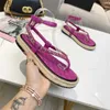 Kvinnor Summer Sandals Fasshion Thong Sandals Chain Espadrilles Sewing Leisure Beach Flats Runway Outfit Gladiator Sandals Woman X230523