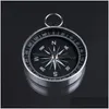 Keychains Lanyards Metal Mini Compass Keychain Portable Cam Hiking Lightweight Aluminum Outdoor Travel Navigation Wilderness Survi Dhydz