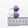 Dangle Chandelier Natural Amethyst Beads Stone Drop Earrings For Women Romantic Heart Shaped Pendant Hanging Earring Fashion Jewel Dh76H