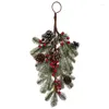 Decorative Flowers 1pc Christmas Pine Cones Swag Hanging Wall Decoration Front Door Teardrop Red Berries Pendant