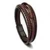 Delysia King Trendy Leather Braided Bracelet Alloy Magnetic Clasp Bracelets for Men GC2145