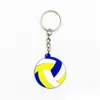 Keychains Lanyards PVC Sport Keychain hanger voetbal honkbal basketbal volleybal strandbal rugby sleutelhanger auto tas decorati dho8q