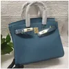 BK Tote Bag 2024 Top Cowhide Påsar Green Hand Hold One Shoulder Crossbody Leather Women's Small