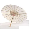 Umbrellas Classical White Bamboo Papers Umbrella Craft Oiled Paper Diy Creative Blank Painting Bride Wedding Parasol Drop Delivery H Dhr9W