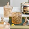 Butelki do przechowywania Nordic Light Crystal Glass Jar z pokrywką Kreatywne Złotą Bu Biżuterię Butelki Wedding Butelka