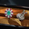 Stud Wong Rain 925 Sterling Silver Oval Cut Created Moissanite Paraiba Tourmaline Gemstone Anniversary Ear Stud örhängen Fina smycken