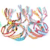 Favor de festas Favor de festa retro boêmia bracelete de algodão fios de algodão artesanal de arco -íris étnico Lucky Transit Bracelets