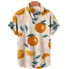 Męskie koszule Summer Hawajan Shirt 3D Fruit Print Short Turn Krótki lider plus rozmiar koszulki na plażę kwiatowe