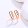 Boucles d'Oreilles Créoles MxGxFam Froid Long Forme Ovale Zircon Pour Femme Plaqué Or Blanc 18 K Bijoux Fantaisie Sans Nickel