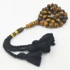 Vêtements tasbih Hommes Tiger Natural Tiger Stone Black Fabriqué à la main Tassel Muslim Perles de prière musulmane Islamic Misbaha Store Arabe Accessoires