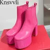 Boots New 10 cm High Heels Ankle Boots Women Genuine Leather Platform Shoes Women Thick Sole Chunky Heels Runway Short Boots Woman X230523