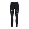 Amigim Jeans Designer Clothing Jeans Denim Pants 2023 Nytt High Fashion Mod Fashion Mens Black Perforated Blue Pleated Pat
