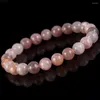 Strand 6/8mm Natural Stone Armband Pink Opal Pärlor för män Kvinnliga smycken gåva Healing Energy