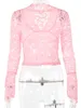 女子TシャツジュリッサMO Vネックの長袖レーススキニートップス衣装を見る夏の​​パーティークラブTシャツTEESクラブパーティー服230522