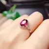 Anelli a grappolo Stile Anello in argento sterling 925 Gemma di granato rosso naturale Gioielli da donna Regalo per feste di compleanno Ovale