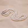 Necklaces 100% Real Double Pearl Necklace Women Wedding Multi Layer Choker Necklace Anniversary Party Gift