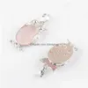 Pendant Necklaces Natural Stone Rose Quartz Tiny Owl Pendants Reiki Lucky Animal Cute Charm Jewelry For Women Man Gift N4672 Drop Del Dhl5G