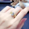 Clusterringen Sterling Silver 925 Natural Topaz Cut Good Engagement Ring Ladies Exquisite Luxury Gem Wedding