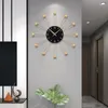 Väggklockor runt köksklocka modern design lyx tyst 3d metall nordisk kreativ reloj de pared rum dekorarion